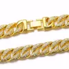 Hip Hop 14 mm Gold plaquée de glace sort tout le trésor de silicium Pearl Miami Cuban chaîne