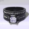 Paar ringen modieus paar ring romantische witte strass cz dames ring set eenvoudige heren roestvrijstalen ring voor paar bruiloft sieraden wx