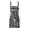 Abiti casual Womens Sparkly Cocktail Cocktail Club Dress Abito Fashion Cowl Neck Shell Flit Flit Regolable Spaghetti Clubwear