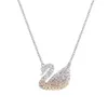 Дизайнерское ожерелье мода 14 тыс. Золотые лебеды Женщины бьют сердце алмазные подвески INS в стиле колье эмоциональное подарки для женщин выражают свою любовь