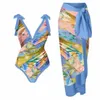 Женские купальные костюмы 2024 с одной кусочкой для купания в глубокий V-образный бикини для бикини для пляжного платья пляжный платье летняя шифоновая длинная юбка