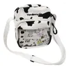 Sac femmes dessin animé vache imprimé épaune dame canvas crossbody bourse messager sac à main sac à main femelle de voyage décontracté