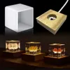 Jewelry Boxes Square LED Light Resin Mold for DIY Handmade Jewelry Dry Flower Ornament Sile with Wooden Light Base Stand For Home Decor