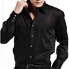Herrklänningskjortor Mens Long Sleeve Dress Shirt Knapp ned kråkad formell affärssammantransport Korean Fashion Slim Fit Designer Shirts Black Red D240427