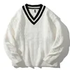 Męskie swetry Jfuncy męskie dzianinowe swetr SWEAT SWEAT Ożyści męskie wzorzyste rozwój dekoltu męski męski Retro Striped Mens Clothingl2405
