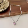 Hanger kettingen roze hart ketting voor vrouwelijke liefhebbers strass sleutelbeen ketting choker vrouwelijk schattig kristal