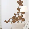 Dekorativa figurer Hexagon Art and Decorations Decor för 27st Peel Non-Slip Wood Home Wall Stick