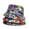 CAPS HATS PANAMA HAT ANIMAL LETTER PRINTER FISHERMAN HAT SUMMER SUN SUN HAT WOMENS REVERVERSIBLE FINGINGHAT D240509