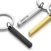 Roestvrij staal gepersonaliseerde sleutelchains 3D Bar Keyrings grave tekstnaam datum aangepaste sleutelketens ringen houder liefde cadeau p039 240506