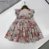 Klassiker Baby Rock Sommer Prinzessin Kleid Größe 90-140 cm Kinder Designer Kleidung Blumenmuster Druck Mädchen Partydress 24APRIL