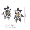 Boucles d'oreilles Stud Two-Tone Metal Flower Post Fomen Women Rhodium Placing ACCESSOIRES ÉLÉGANTES ACCESSOIRES DE JIANIES DE MODE TIMELTES