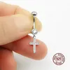 Navel ringen zirkoonkruis hanger navel ring 925 sterling zilveren navel piercing voor vrouwen sexy buikring body piercing sieraden d240509