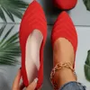 Spiczasty palca płaski stały kolor dzianin na swobodnym oddychanym balecie mieszkania Kobiety mokasyny komfortowe buty damskie