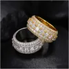 Band Rings Luxury 5 Rows Moissanite Ring Pass Diamond Tester 925 Sterling Sier Shiny Fashion Jewelry Men Gifts Nice QQ Drop Delivery Oti7h