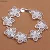 Chaîne 925 Sterling Silver Flower Chain Elegant and Beautiful Womens Jewelry Wedding Femmes mignonnes 20 cm 8 pouces xw