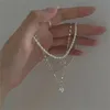 Autentiche 925 collane a cuore multi strato in argento sterling a sospensione Regali madre Natural Acqua d'acqua dolce Collana a catena perle per donne gioielli fini