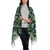 Sjaals dame sjaals soft soft monstera blad groot met kwastgroen en zwarte casual sjaals wikkel winter aangepaste fout