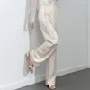 Pantalon féminin de style chinois jacquard acide triacétique étroit coupe droite jambe droite des femmes à la mode haute taille minceur