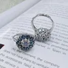Ringos de cluster jóias de anel vintage para senhora com topázio azul de céu natural 3 mm 4mm Girl Gift Birthday namoro