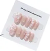 Emmabeauty Half Moon Peach Blossom Removable Reusable Handmade Press On NailsNo24695 240509