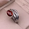 Cluster Rings HOYON Garnet Gem Women's Ring 925 Sterling Silver Jewelry Vintage Personalized Men's Wide Colorful Crystal Accessories