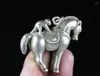 Figurines décoratives 4,5 cm rares vieux chinois miao argent feng shui Horse singe succès pendentif chanceux pendentif