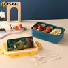 Vishal Boîte à lunch isolée isolée pour enfants pour enfants au micro-ondes japonais japonais Bento Plastic Square Food Conteneer 240422