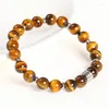 Strand JD Stone natural Tigre amarelo olho preto Pulseiras de aço inoxidável homens homens reiki cura esticada pulseiras de ioga presentes de mão