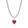 Design 925 Colliers de perles en argent sterling pour femmes bijoux avec rose rouge noir couleur émail coeur collier en gros y220314 276p