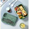 Lunch Boxes Bags Compartment 1300ML Portable Lunch Box Kids Students Office Bento Box With Fork and Spoon Microwave Food Storage Container