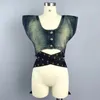 Kvinnors tankar 2024 Fashion Summer Vest Tie Spice Street Style Cotton Tops and Semi-Skirts Kläderförsäljning Bra