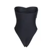 Damskie stroje kąpielowe Bandeau seksowne kobiety One Piece Swimsuit Femil 2024 Ruffle Thong Monokini Sumit Kąpiec Black Beachwear