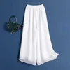 Spodnie damskie Capris moda kobieta swobodne szyfonowe spodnie na nogi wielki rozmiar luźne białe elastyczne opaski wysokie talia żeńskie ubranie oversize spodnie Y240509