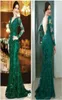 Lace Women Evening Kleid sexy v Hals Langer Langarm Emerald Grüne Meerjungfrau Prom Kleid Vestidos de Formatura9526083