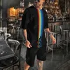 Parcours masculins Summer Homme Tracksuits 2 pièces Ensemble 3D Impression Multicolor Minimst Modèle Slves décontractés Slves T-shirt Casual Mens Suit T240507