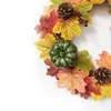 Fleurs décoratives couronnes artificielles de citrouille artificielle couronnes de pin et baies Garland Home Decoration Farmhouse Decor for Halloween
