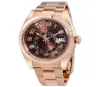 Rose Gold Mens Watch SD Fade Never Fade rostfritt stål Men Designer Watches Automatisk rörelse Svepande brunt urtavla Rom Number Wristwa4710803