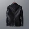 Men's Jackets Leather Jacket 2024 Trend Solid Color Business Casual Slim Fit Handsome V-neck Suit Clothing Spring