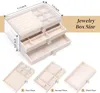 Smyckeslådor akryl smycken arrangör låd 3 drers rensar smycken lagringslåda för örhängen armband halsbands ringhållare sammet låda