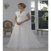 Semplici abiti da sposa modesti modesti in chiffon con maniche a berretto v al collo lungo ricezione abito da sposa bottoni a maniche corte posteriori fiori 286a