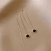 Bengelen kroonluchter Koreaans zwart vierkant Lange Tassel drop oorrel voor vrouwen glanzende geometrisch schattig meisje hanglijn oorlijn sieraden feest cadeau