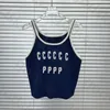 Stickereibrief Strick Camisole Frauen Neue Mode schlanke Dünn Tanktops Sommer sexy Westen Crop Tops