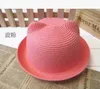 Caps Hats 1-piece Mouse Cat Ear Hat New Summer Style Childrens Sun Hat Straw Hat Country Beach Cute Girl Sun Hat Baby 54cm d240509