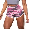 kvinnors kamouflage tie färgtryck höftlyftning fitness casual shorts yoga pantsshort