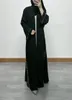 Ethnische Kleidung Abaya Femme Musulman Middle East Fashion Elegant saubere Farbnagelbeuld Diamant Schnüre -up -Strickwäsche Muslim für Frauen