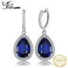 JewelryPalace 12Ct Énorme poire créé Blue Sapphire 925 Boucles d'oreilles en argent sterling pour femmes 240507