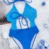 Women's Swimwear DEKA Hollow Out Bandage Swimsuit Patchwork One Piece Women Push Up Swimming Bathing Suit Halter Monokini