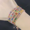 Pulseiras de casamento pulseiras de tênis multicoloridas ajustáveis para mulheres ladrias casamento arco -íris colorido zircão charme jóias de corrente manual dzh043