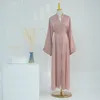 Ubranie etniczne 2024 Ramadan satyn Abayas dla Dubai Women Kimono Cardigan Eid Djellaba Jalabiya Muzułmańska sukienka Turcja Kaftan Arabic Open Abaya