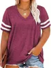 Dames plus maat 1xl8xl casual vneck korte mouwen vaste kleur losse t -shirt sport buiten top vrouwen kleding 240507